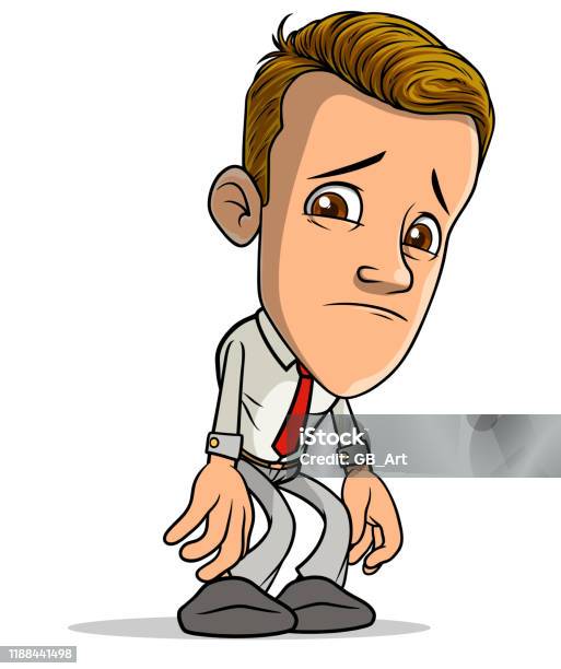 Cartoon Standing Funny Tired Sad Boy Character Stock Illustration -  Download Image Now - Adult, Avatar, Business - iStock
