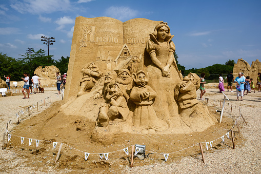 Burgas, Bulgaria - July 19, 2014: Festival of Sand Sculptures \