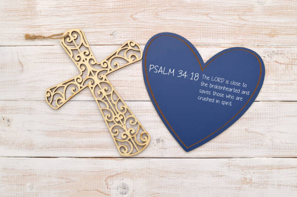 Biblical Verse Psalm 34:18 stock photo
