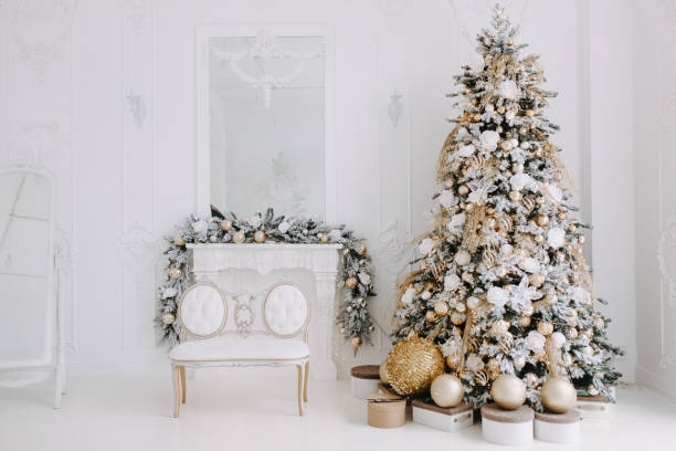 istock Christmas Pine Tree Decorated Toys and Gift Boxes 1188449615