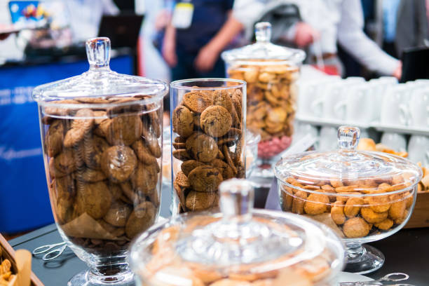 istock Shortbread cookies in glassware and other sweets on the buffet table during the coffee break 1188450334