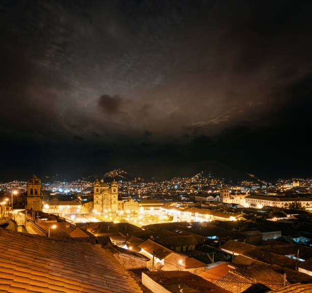 istock Elevated View Of The Plaza De Armas At Night In Cusco In Peru 1188451586