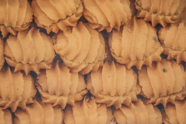 Crisp Crunchy Brown Round Cookies Biscuits