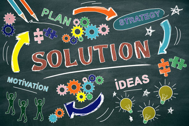 istock Success, solution and marketing concept with creative hand drawn business sketch ob blackboard. 1188455078