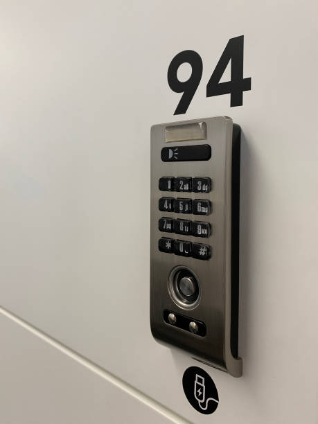 istock Close up view of digital locker. 1188455483