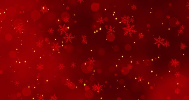 istock Red snowflakes and bokeh lights on the red Merry Christmas background. 3D render 1188456418