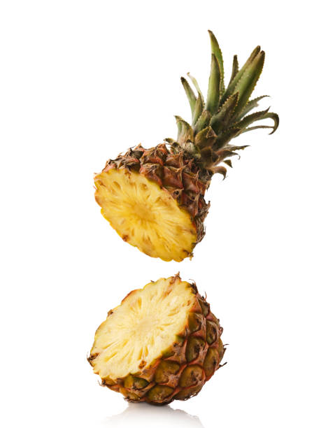 istock Fresh juicy pineaplle flying on white background. Ananas levitation. 1188467664