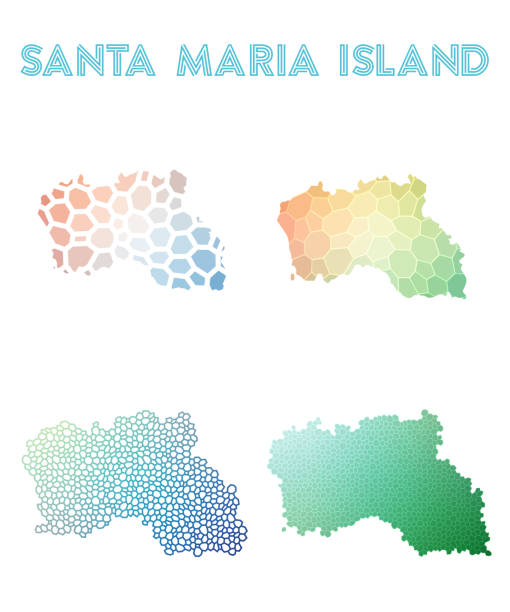 ilustrações de stock, clip art, desenhos animados e ícones de santa maria island polygonal island map. - natal lisboa