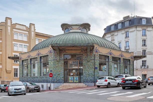 Limoges, France - November 09 2019: The Verdurier Pavilion (French: Pavillon du Verdurier) was built in 1919 by Roger Gonthier, architect of the Benedictine Railway Station.  The building, now a historic monument, is currently used as a covered market.
