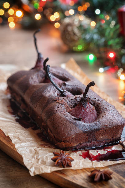 istock Pear chocolate cake with mulled wine glaze 1188471115