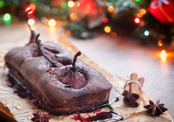 istock Pear chocolate cake with mulled wine glaze 1188471795