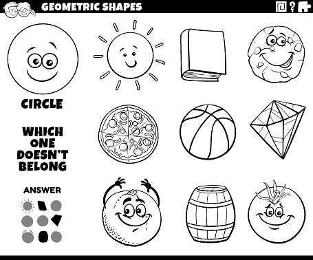 Ilustración de Círculo Forma Tarea Educativa Para Los Niños Libro Para Colorear y más Vectores Libres de Derechos de Pizza