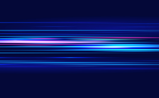 Motion light effect for banners. Blue lines. The effect of speed on a blue background.  Red lines of light, speed and movement. Vector lens flare.