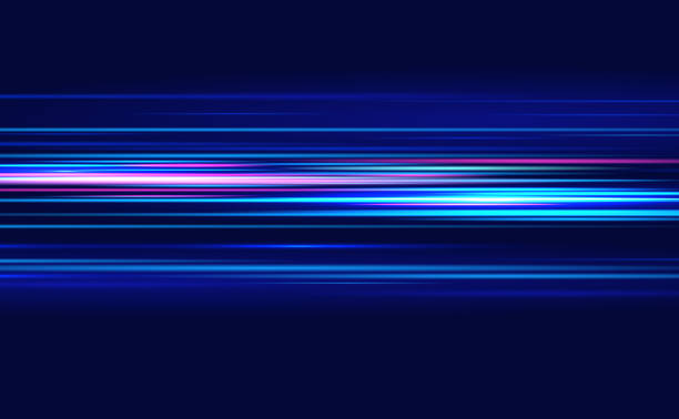 Blue lines movement. Motion light effect for banners. Blue lines. The effect of speed on a blue background.  Red lines of light, speed and movement. Vector lens flare. impact stock illustrations