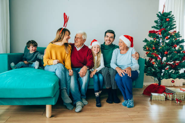 istock Three generation family christmas portrait. 1188478797