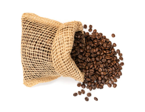 istock Brown Coffee Beans in Burlap Bag Isolated on White Background 1188478966