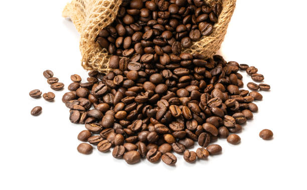 istock Brown Coffee Beans in Burlap Bag Isolated on White Background 1188478970