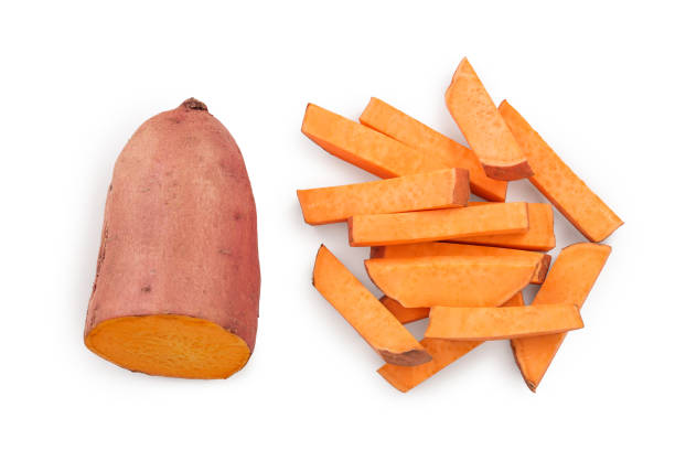 istock Sweet potato isolated on white background closeup. Top view. Flat lay. 1188479229