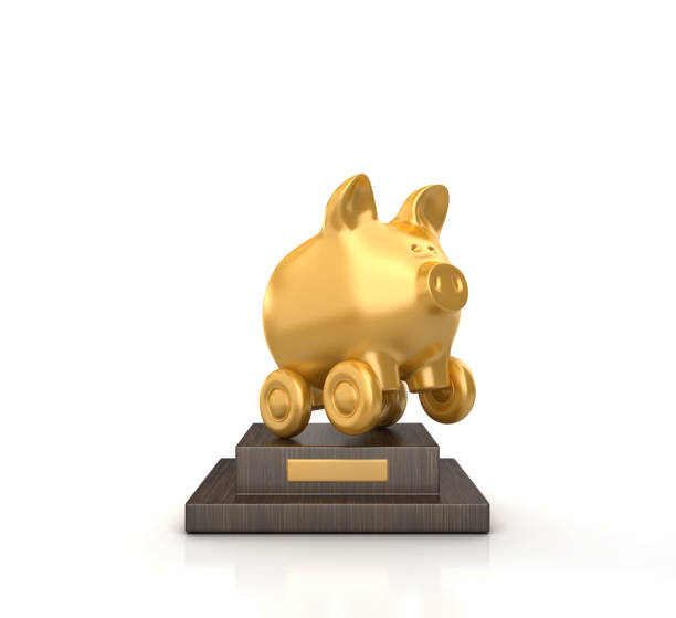 istock Trophy with Piggy Bank on Wheels - 3D Rendering 1188479463