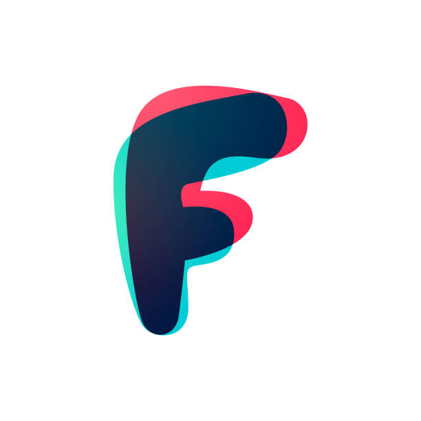 ilustrações de stock, clip art, desenhos animados e ícones de overlapping gradient letter f logotype. - f