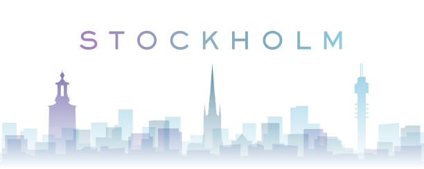 sztokholm przezroczyste warstwy gradient punkty orientacyjne skyline - stockholm silhouette sweden city stock illustrations
