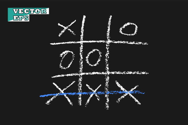 istock Chalk game TIC TAC toe. Vector effect of chalk or coal. The object on an isolated background. 1188503152
