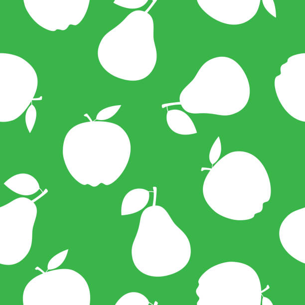 sylwetka wzór jabłka i gruszki - red delicious apple illustrations stock illustrations