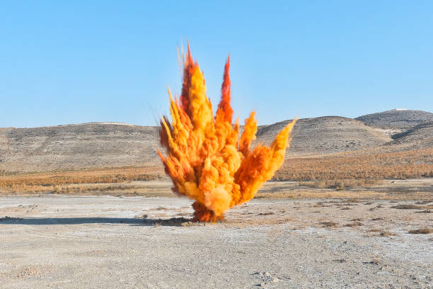 Controlled explosion for a display of military airpower. (2 of 3)