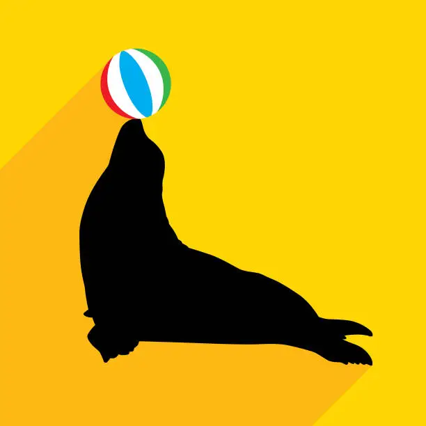 Vector illustration of Seal Balancing Ball Icon