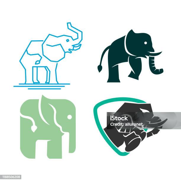 Elephant Shield Pattern Elephant Shield Line Design Illustration Template Set Stock ...