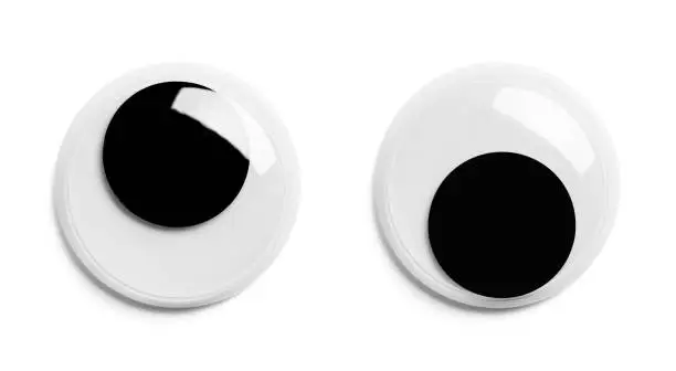 Crazy Googly Eyes Isolated on White Background.