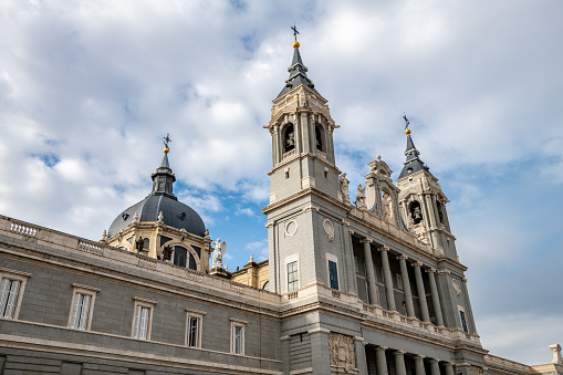 Madrid /Spain - October 14, 2019:  View of the beautiful and historic Cathedral Almudena.