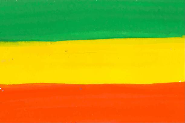растафарийс�кий и эфиопский флаг нарисован акварелой краской, векторный фон с триколором - красный, желтый и зеленый цвета. легализация канн - reggae stock illustrations