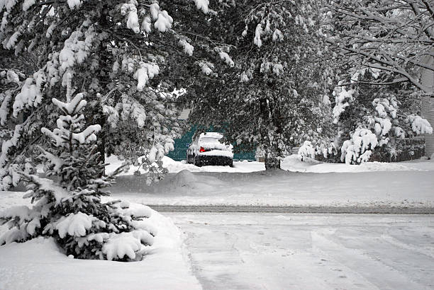 istock Snow scene with parked car 118852294