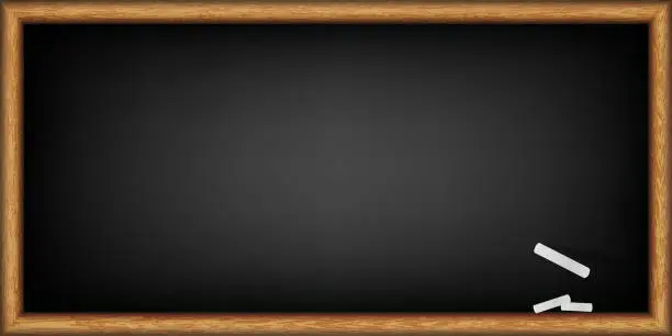 Vector illustration of black board and chalks