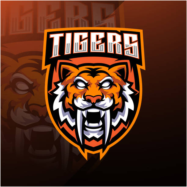 illustrazioni stock, clip art, cartoni animati e icone di tendenza di design mascotte esport tiger head - tiger roaring danger power