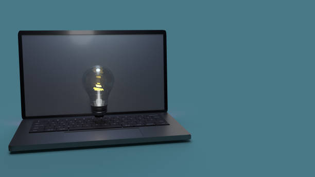 istock Light bulb in laptop  for idea content 3d rendering. 1188530999