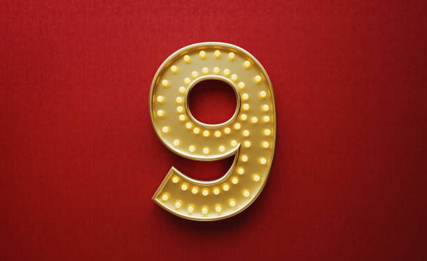 istock Light Bulbs Forming Number Nine on Red Background 1188532281