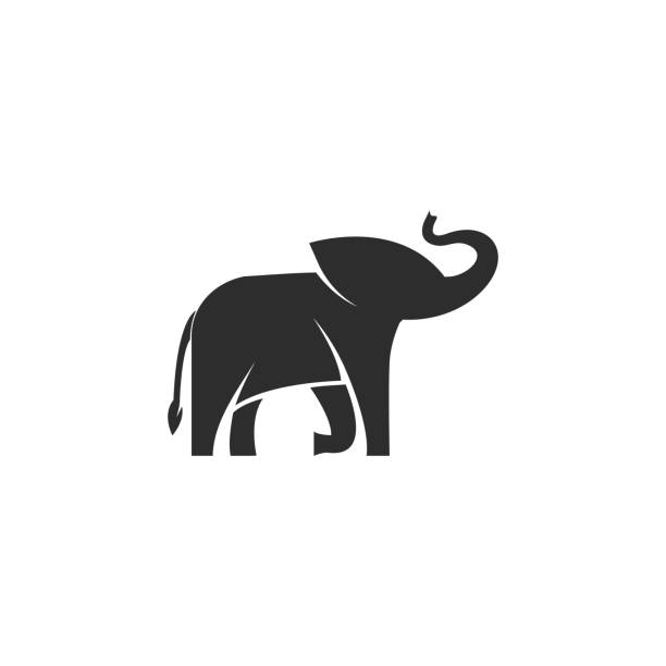 象のシルエットデザインコンセプトイラストベクトルテンプレート - ゾウ点のイラスト素材／クリップアート素材／マンガ素材／アイコン素材