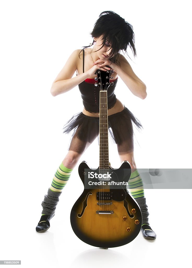 Linda Menina com uma guitarra - Royalty-free Acorde Foto de stock