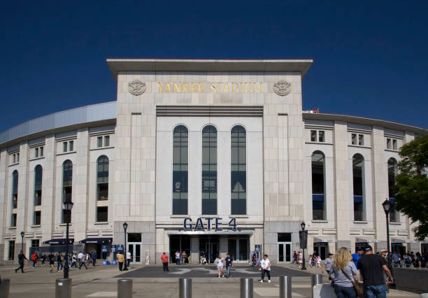 Exterior entrance of Yankee Stadium on clear day Bronx NY stock photo
