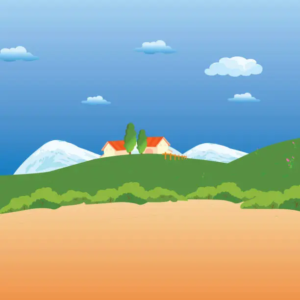 Vector illustration of BG Landscape with Two Houses