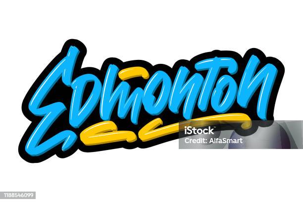 Alberta Lettering Edmonton Hand Drawn Modern Brush Lettering Vector Illustration Logo ...