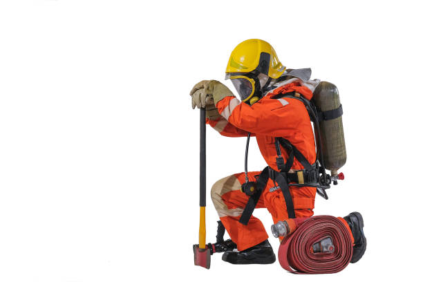 istock Firefighters in uniform and full-length body helmets 1188547778