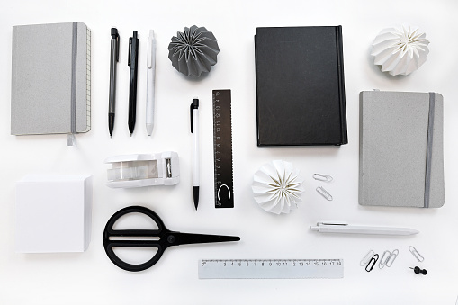 bussiness desk flat lay