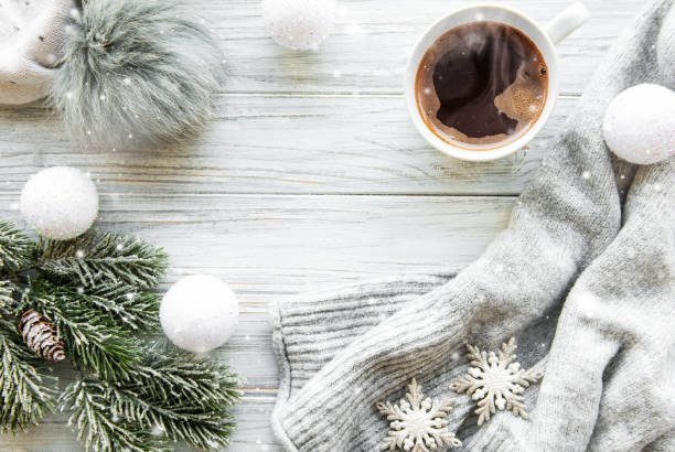 istock Cup of coffee and Christmas decorations 1188554199