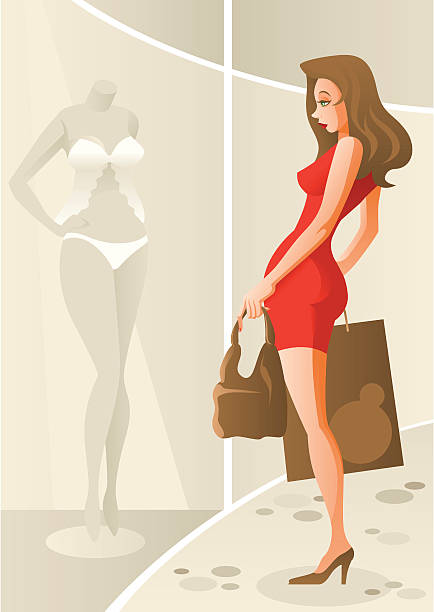 Window Shopping vector art illustration