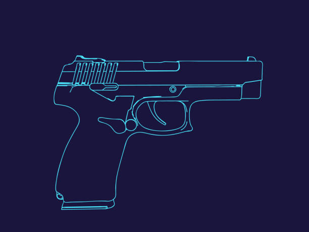 illustrations, cliparts, dessins animés et icônes de un pistolet. illustration 3d dent vectoriel. - gun handgun silhouette outline