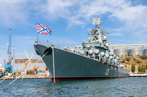 Crimea, Sevastopol, 17.09.2019: Russian patrol ships in Sevastopol Bay