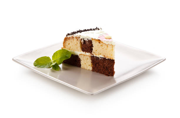 istock Chocolate cake with cream on white background 1188558913